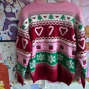 Women's Holiday Sweater - Pink, Red, Green